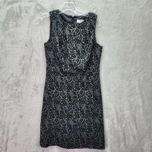 LOFT Dress‎ Womens 2 Black Sheath Sleeveless Abstract Career Office Interview